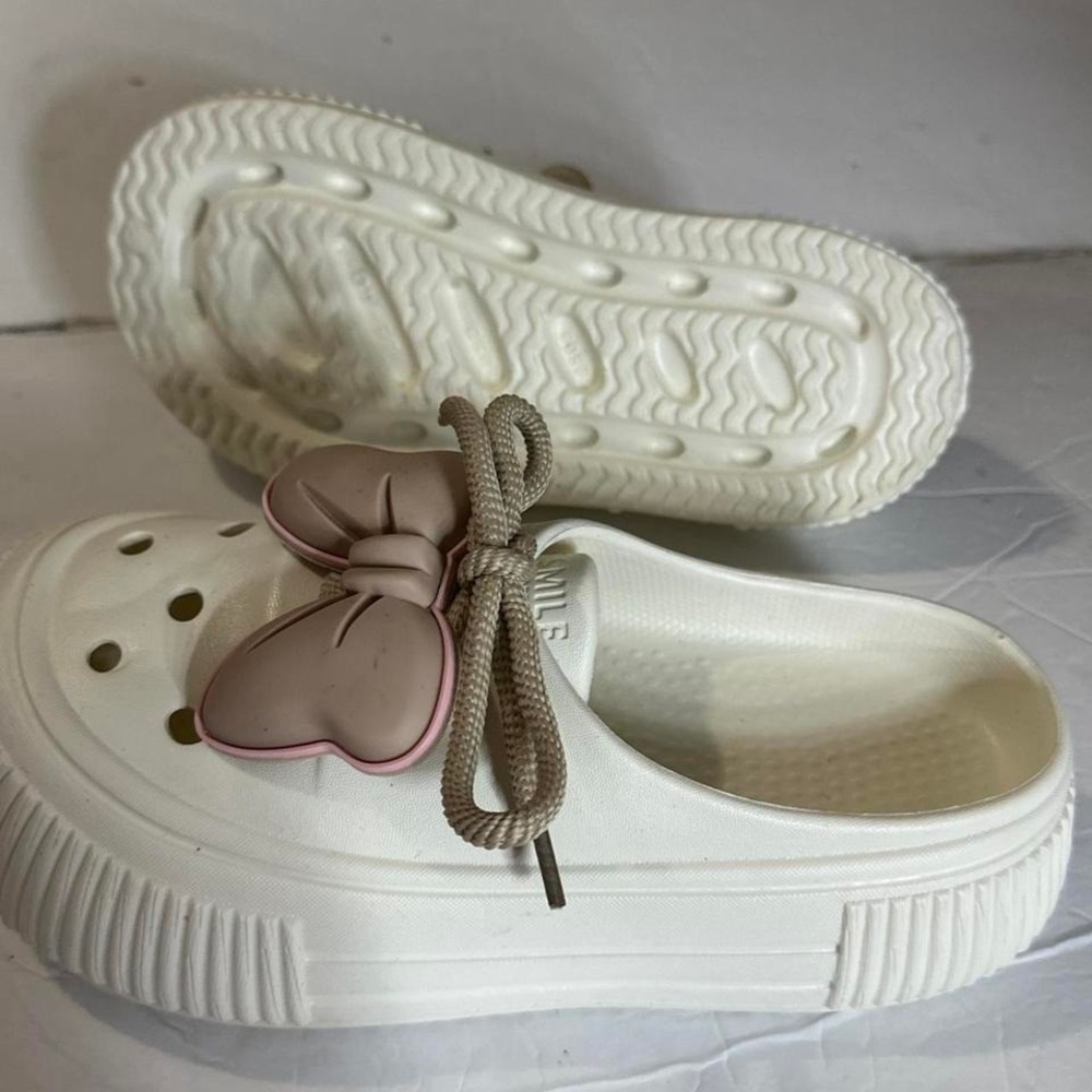 Big bow chunky rubber shoes fairy festival babydoll size 8 - Picture 2 of 7